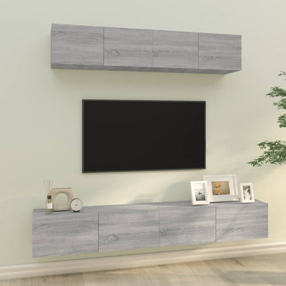 4Dílný Set Tv Skříněk Betonově Šedý Kompozitní Dřevo