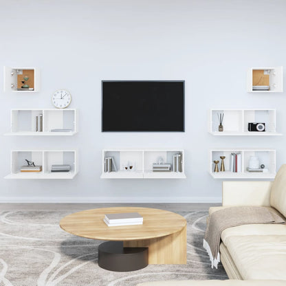 7Dílný Set Tv Skříněk Bílý Kompozitní Dřevo