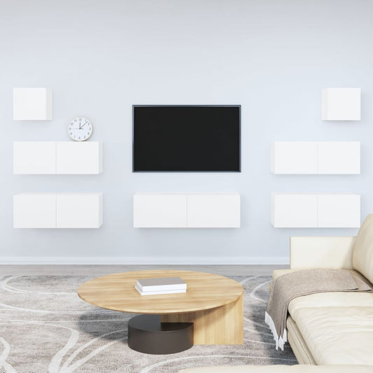7Dílný Set Tv Skříněk Bílý Kompozitní Dřevo