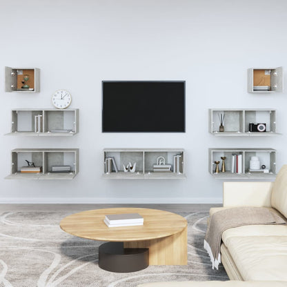 7Dílný Set Tv Skříněk Betonově Šedý Kompozitní Dřevo