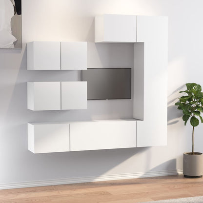 6Dílný Set Tv Skříněk Bílý Kompozitní Dřevo