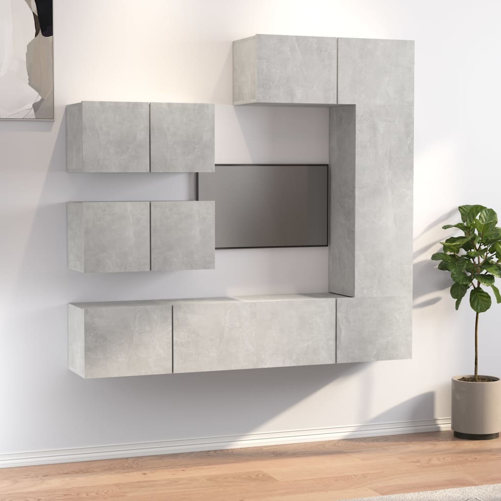 6Dílný Set Tv Skříněk Betonově Šedý Kompozitní Dřevo