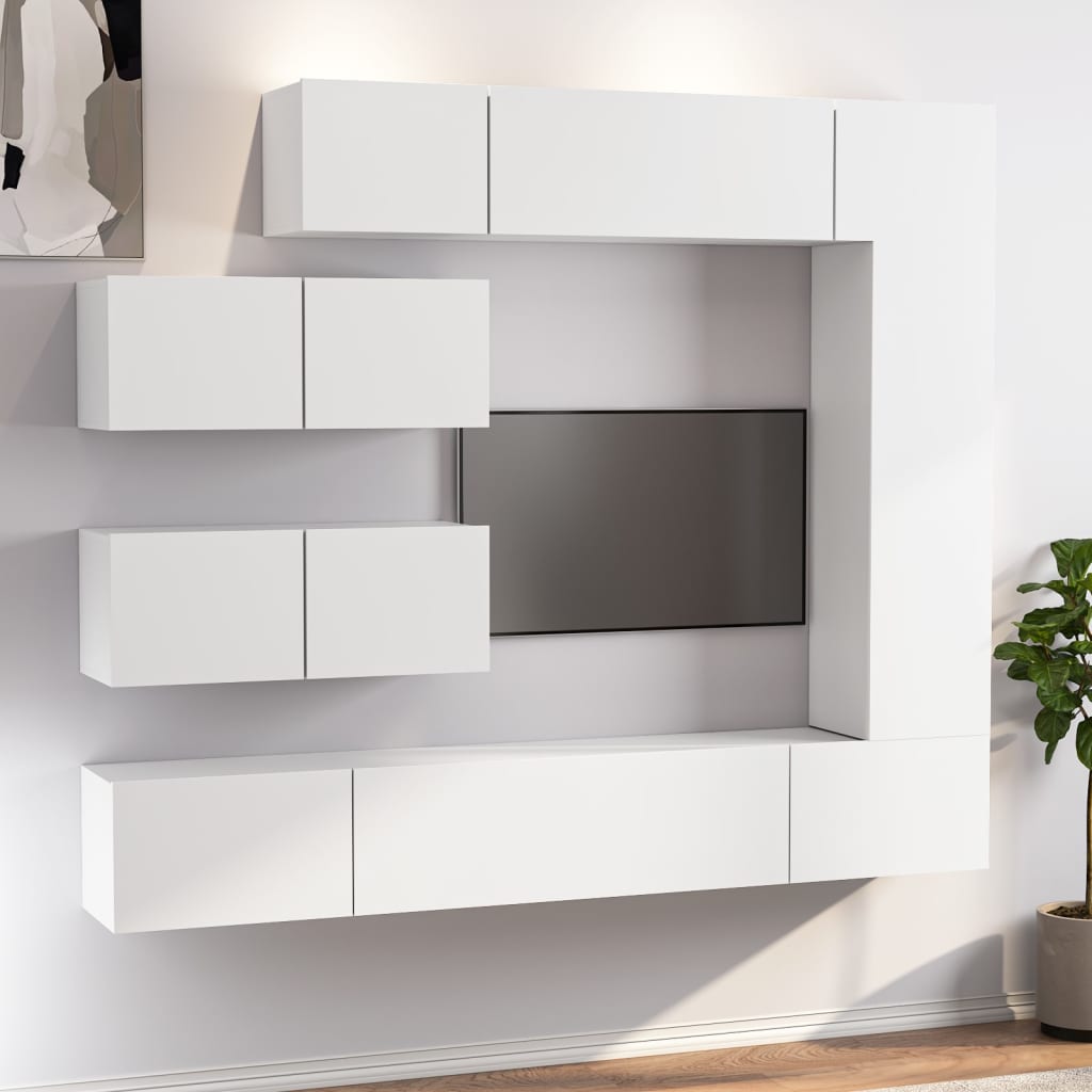 7Dílný Set Tv Skříněk Bílý Kompozitní Dřevo