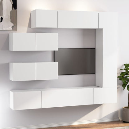 7Dílný Set Tv Skříněk Bílý Kompozitní Dřevo