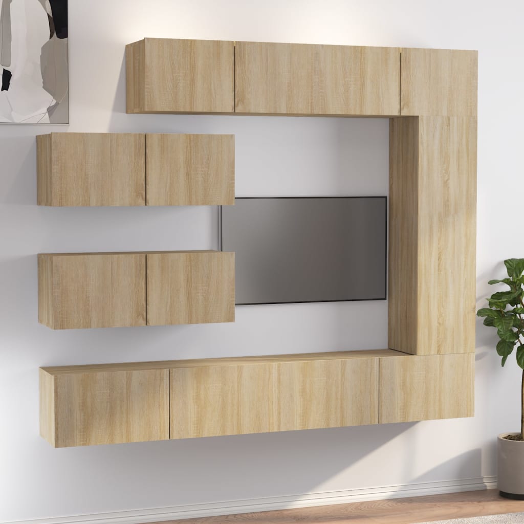 7Dílný Set Tv Skříněk Dub Sonoma Kompozitní Dřevo