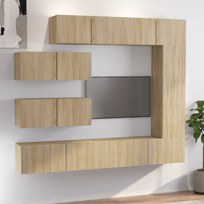 7Dílný Set Tv Skříněk Dub Sonoma Kompozitní Dřevo
