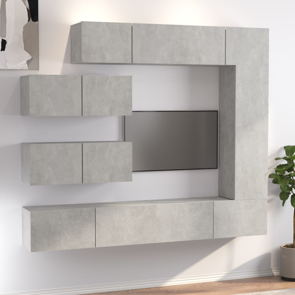 7Dílný Set Tv Skříněk Betonově Šedý Kompozitní Dřevo