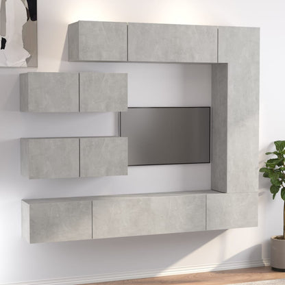 7Dílný Set Tv Skříněk Betonově Šedý Kompozitní Dřevo