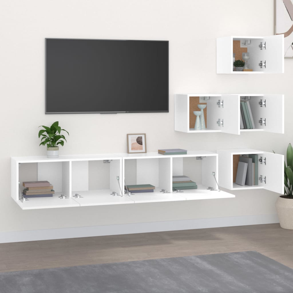 Nástěnná Tv Skříňka Bílá Kompozitní Dřevo