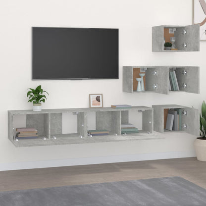 Nástěnná Tv Skříňka Betonově Šedá Kompozitní Dřevo