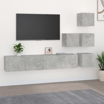 Nástěnná Tv Skříňka Betonově Šedá Kompozitní Dřevo