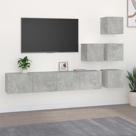 Nástěnná Tv Skříňka Betonově Šedá Kompozitní Dřevo
