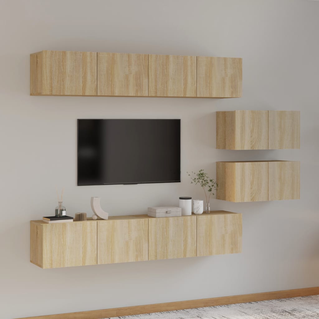 6Dílný Set Tv Skříněk Betonově Šedý Kompozitní Dřevo