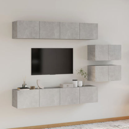 6Dílný Set Tv Skříněk Betonově Šedý Kompozitní Dřevo