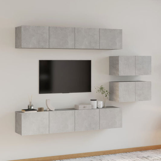 6Dílný Set Tv Skříněk Betonově Šedý Kompozitní Dřevo