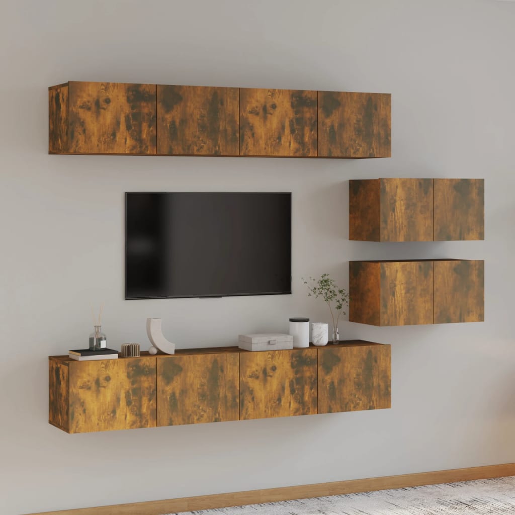 6Dílný Set Tv Skříněk Betonově Šedý Kompozitní Dřevo