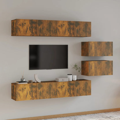 6Dílný Set Tv Skříněk Betonově Šedý Kompozitní Dřevo