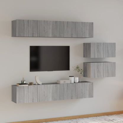 6Dílný Set Tv Skříněk Betonově Šedý Kompozitní Dřevo
