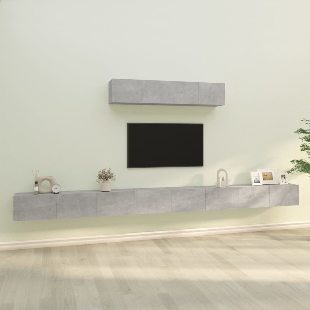 6Dílný Set Tv Skříněk Betonově Šedý Kompozitní Dřevo