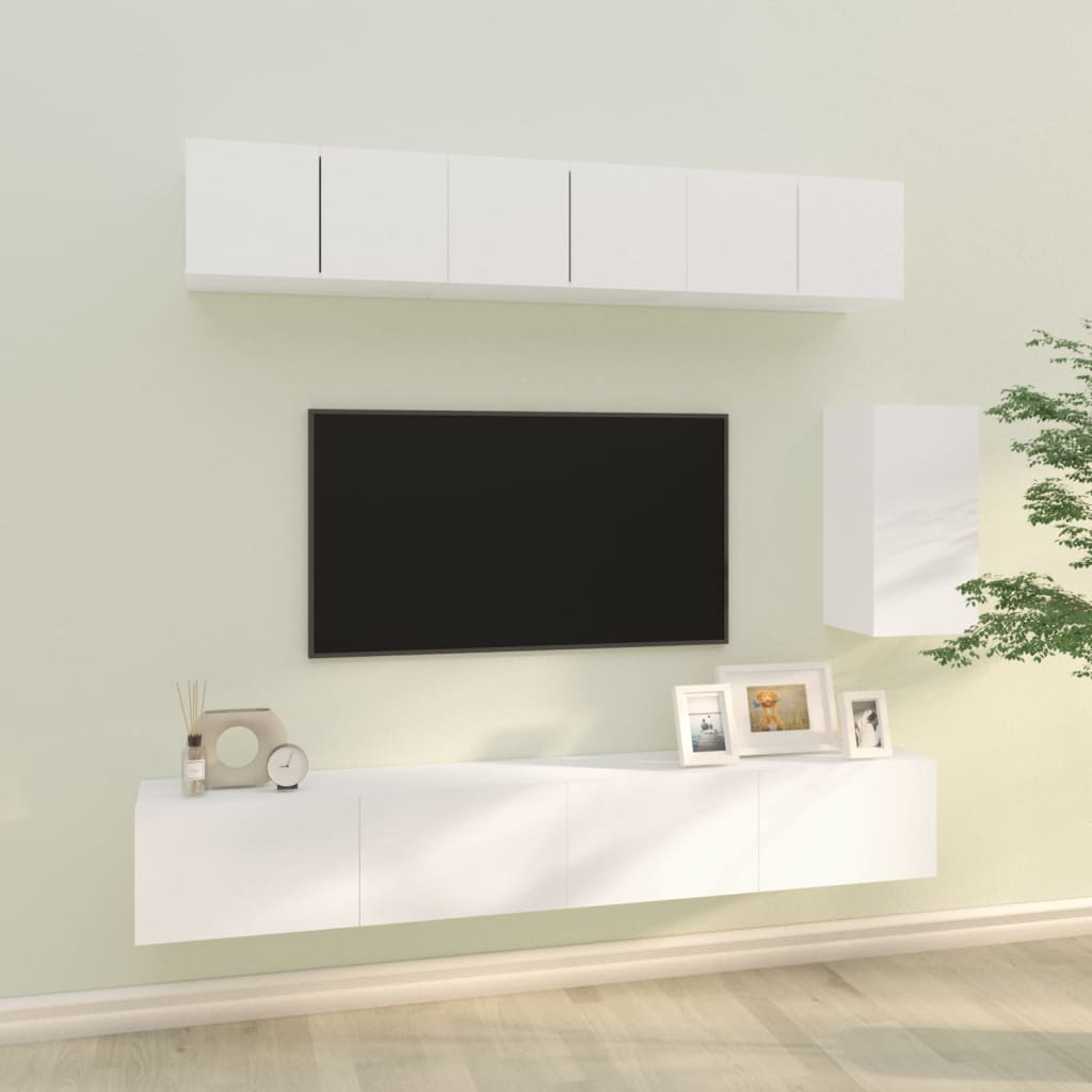 6Dílný Set Tv Skříněk Betonově Šedý Kompozitní Dřevo