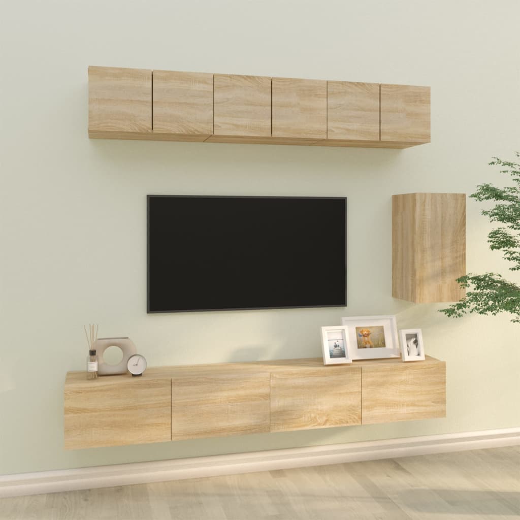 6Dílný Set Tv Skříněk Betonově Šedý Kompozitní Dřevo