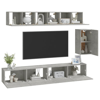 6Dílný Set Tv Skříněk Betonově Šedý Kompozitní Dřevo