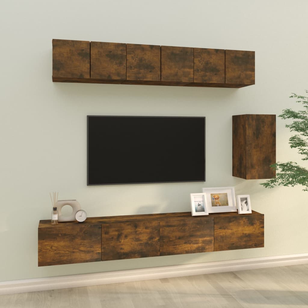 6Dílný Set Tv Skříněk Betonově Šedý Kompozitní Dřevo