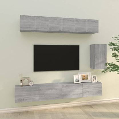 6Dílný Set Tv Skříněk Betonově Šedý Kompozitní Dřevo
