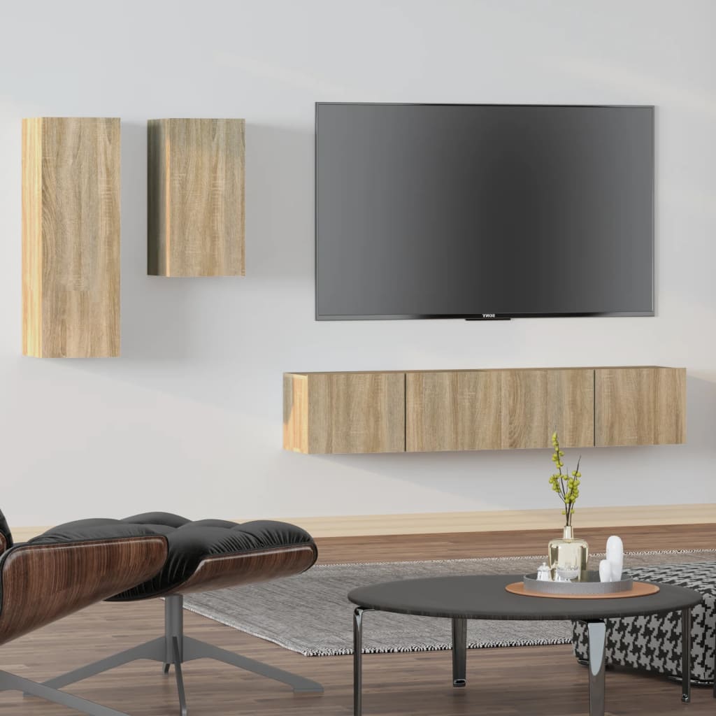 4Dílný Set Tv Skříněk Kompozitní Dřevo