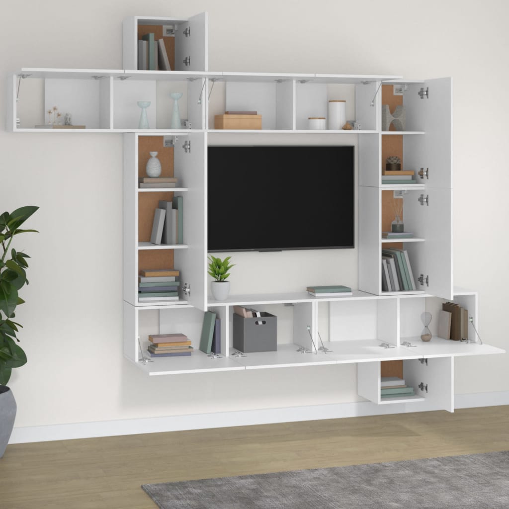 9Dílný Set Tv Skříněk Bílý Kompozitní Dřevo