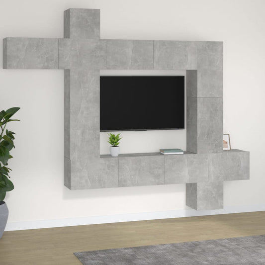 9Dílný Set Tv Skříněk Betonově Šedý Kompozitní Dřevo