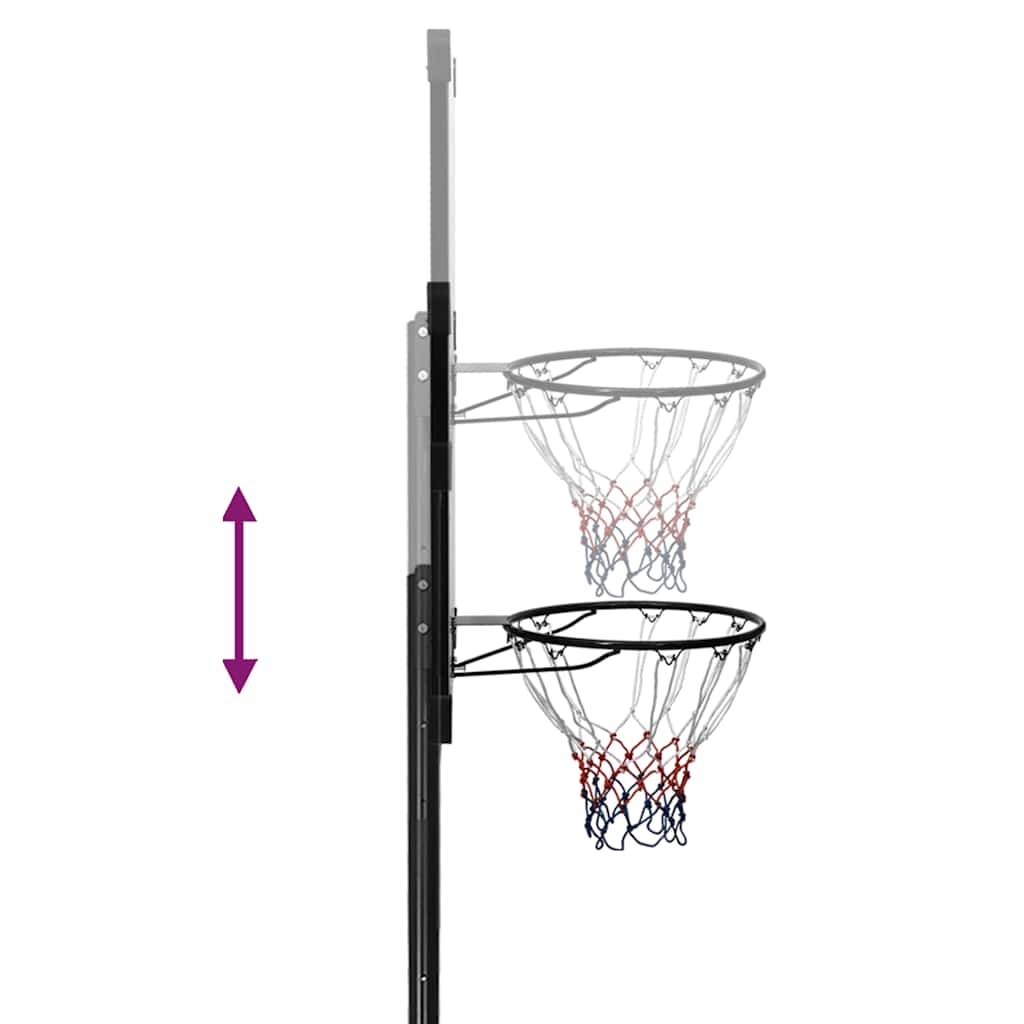 Basketbalový Koš S Průhlednou Deskou 256–361 Cm Polykarbonát