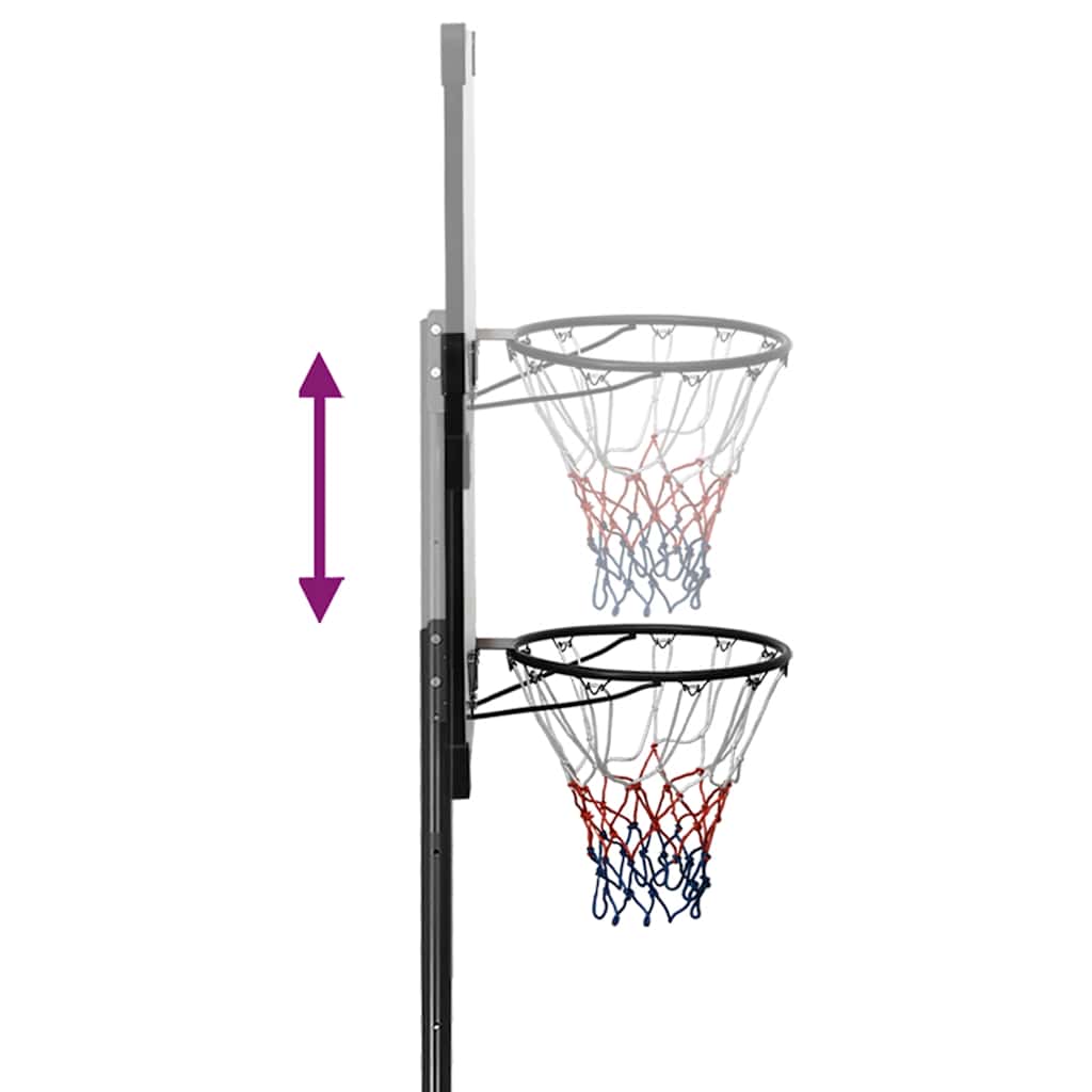 Basketbalový Koš S Průhlednou Deskou 235–301 Cm Polykarbonát
