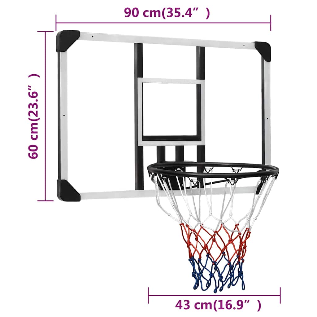 Basketbalový Koš S Průhlednou Deskou 90X60X2,5 Cm Polykarbonát