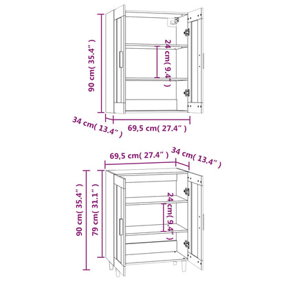 Skříň Highboard 69,5 X 34 X 180 Cm Kompozitní Dřevo