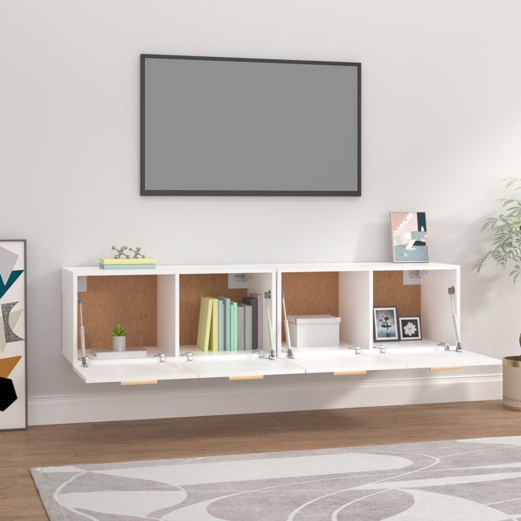 Nástěnné Skříňky 2 Ks Bílé 80 X 35 X 36,5 Cm Kompozitní Dřevo