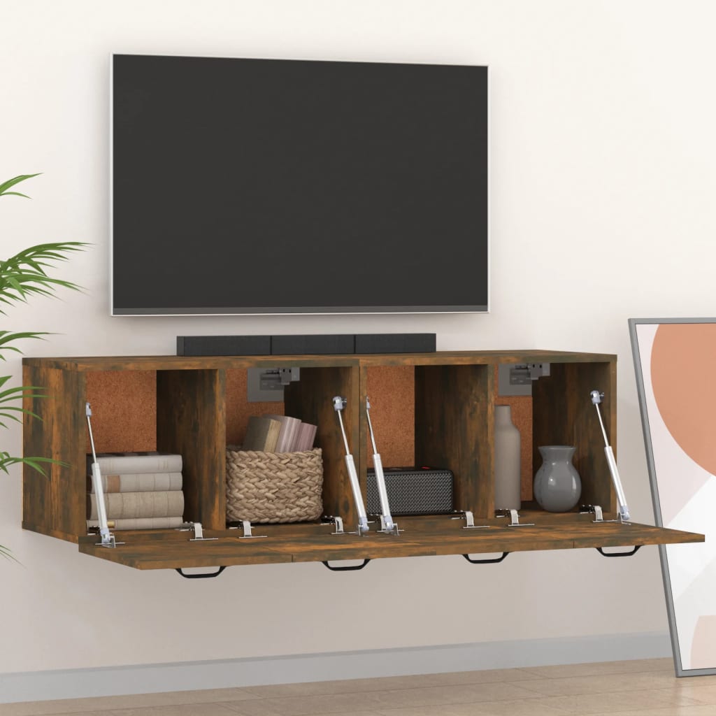 Nástěnné Skříňky 2 Ks Kouřový Dub 80 X 35 X 36,5 Cm Kompozit