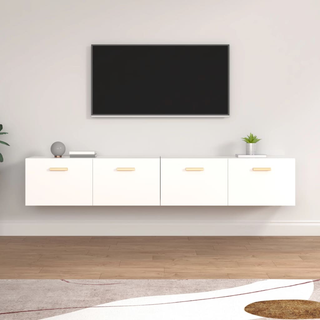 Nástěnné Skříňky 2 Ks Bílé 100 X 36,5 X 35 Cm Kompozitní Dřevo