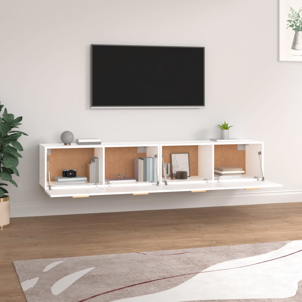 Nástěnné Skříňky 2 Ks Bílé 100 X 36,5 X 35 Cm Kompozitní Dřevo