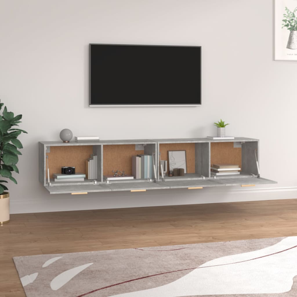 Nástěnné Skříňky 2 Ks Betonově Šedé 100X36,5X35 Cm Kompozit