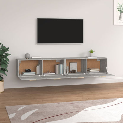 Nástěnné Skříňky 2 Ks Betonově Šedé 100X36,5X35 Cm Kompozit