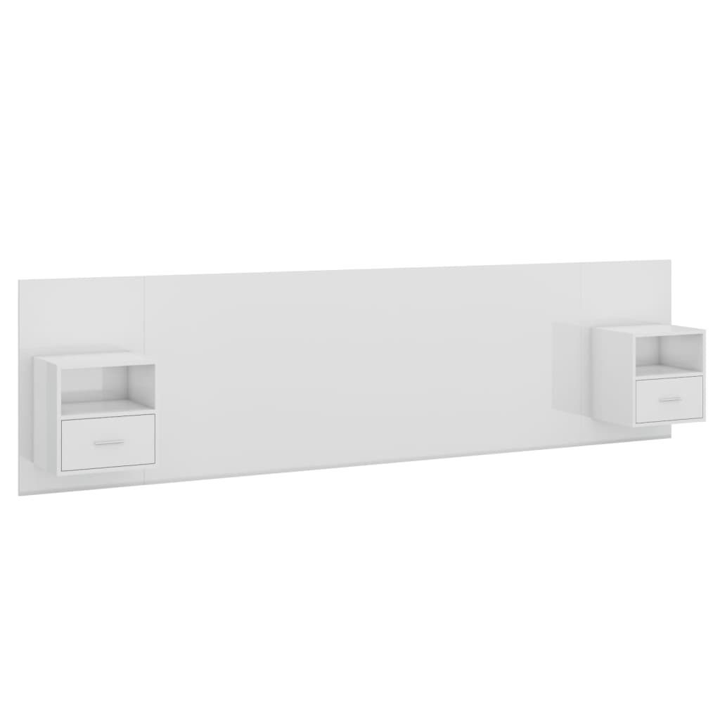 Čelo Postele Se Skříňkami Lesklé Bílé Kompozitní Dřevo