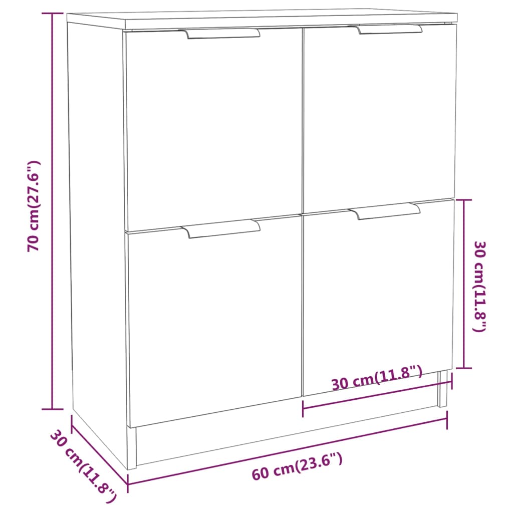 Příborníky 2 Ks Betonově Šedé 60 X 30 X 70 Cm Kompozitní Dřevo