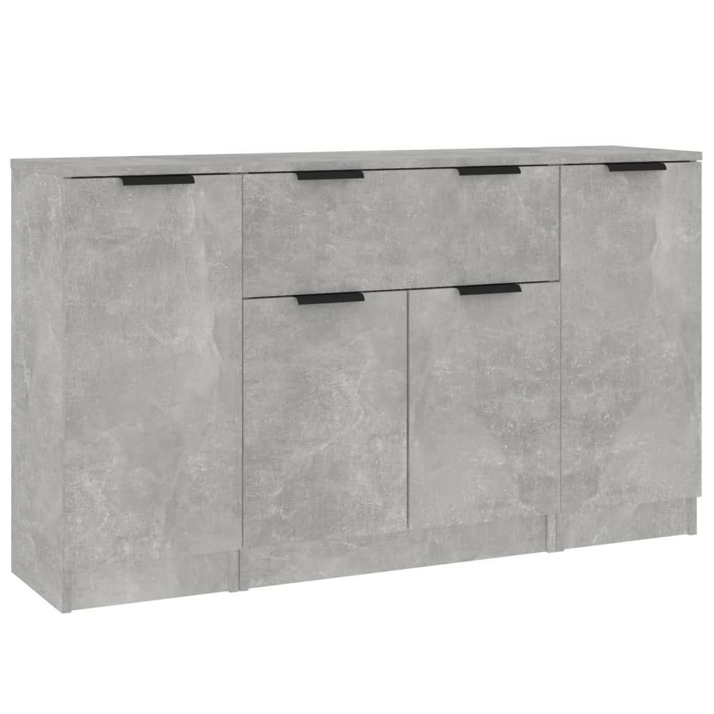 Příborníky 3 Ks Betonově Šedé Kompozitní Dřevo