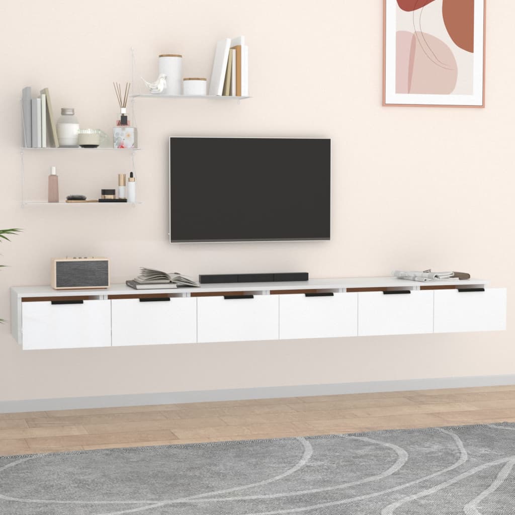 Nástěnné Skříňky 2 Ks Bílé 102 X 30 X 20 Cm Kompozitní Dřevo