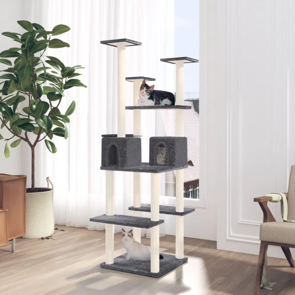 Škrabadlo Pro Kočky Se Sisalovými Sloupky Světle Šedé 167 Cm