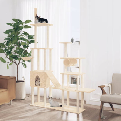 Škrabadlo Pro Kočky Se Sisalovými Sloupky Krémové 279 Cm