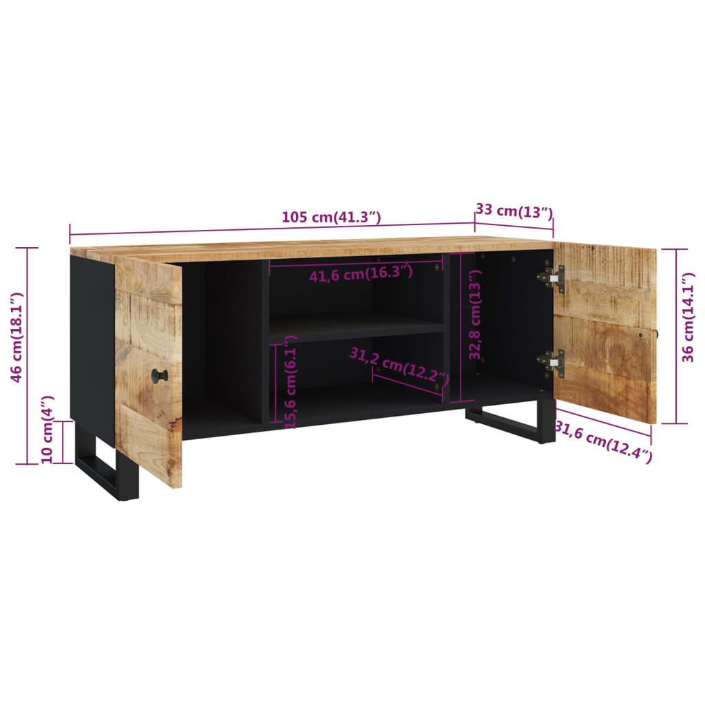 Tv Skříňka 105X33X46 Cm Masivní Mangovníkové Dřevo