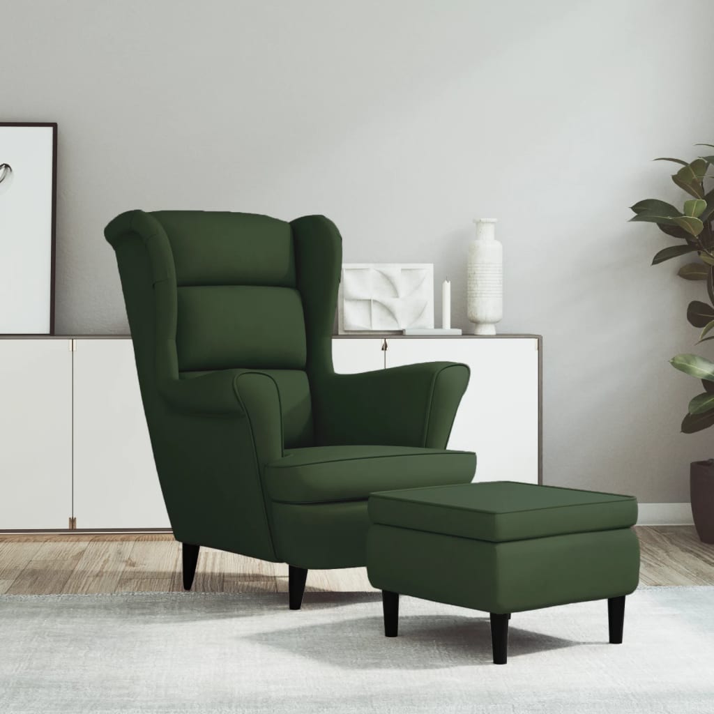 Křeslo Ušák Se Stoličkou Světle Šedé Samet