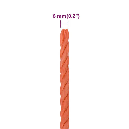 Pracovní Lano Oranžové 6 Mm 25 M Polypropylen